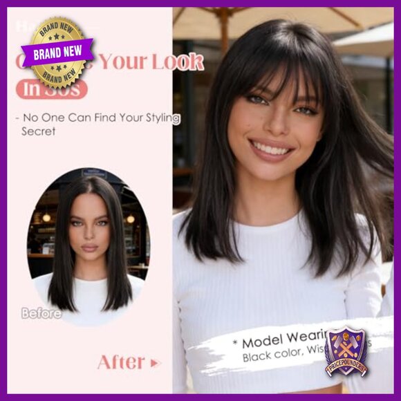 Human Hair Topper with Wispy Bangs, Clip-in 360 Coverage for Thinning Hair main image 5